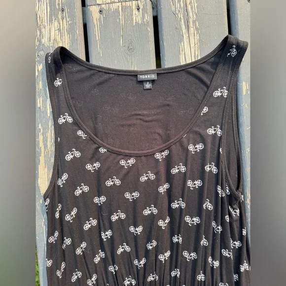 Torrid Black Midi Dress with White Bicycle Design - Picture 15 of 15